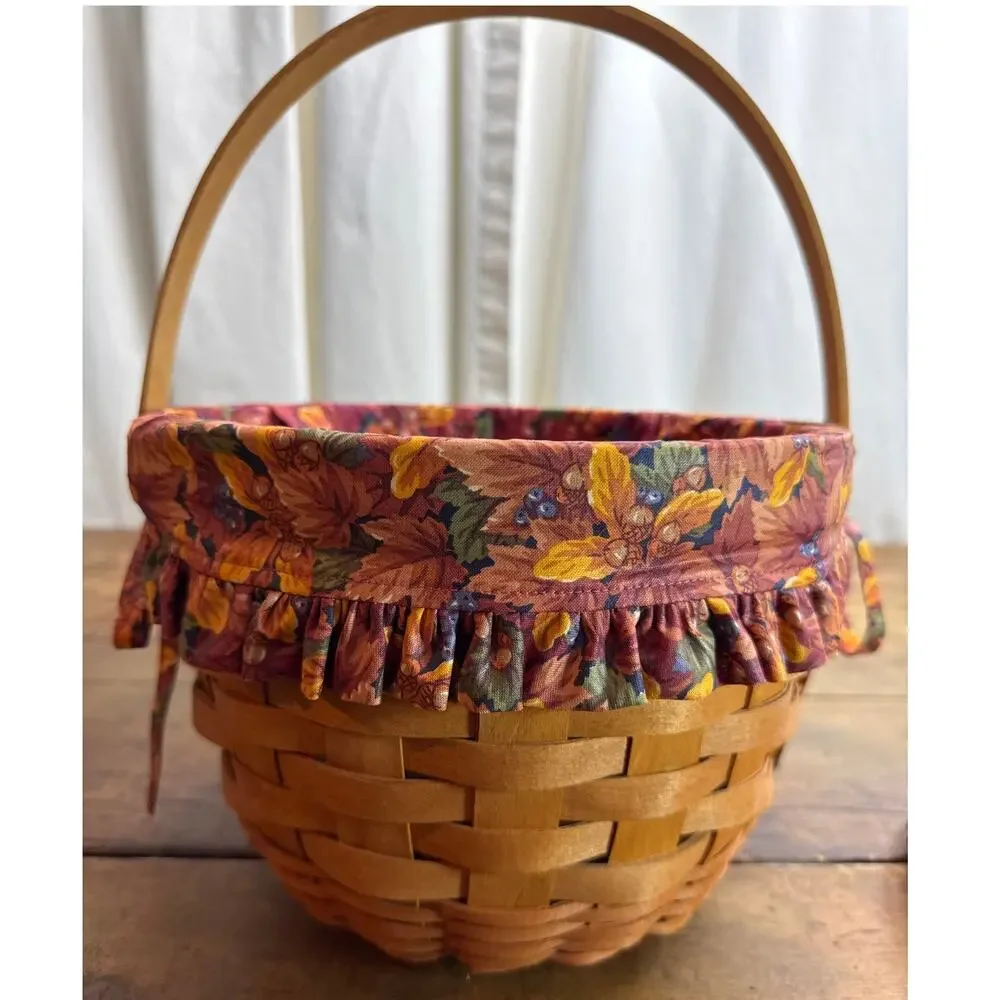 Longaberger 1995 Pumpkin Basket No. 19402 Lid + Plastic Insert + Cloth Liner